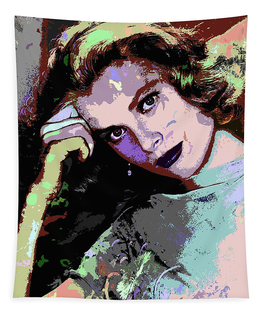 Grace Kelly Tapestry featuring the digital art Grace Kelly psychedelic portrait by Movie World Posters