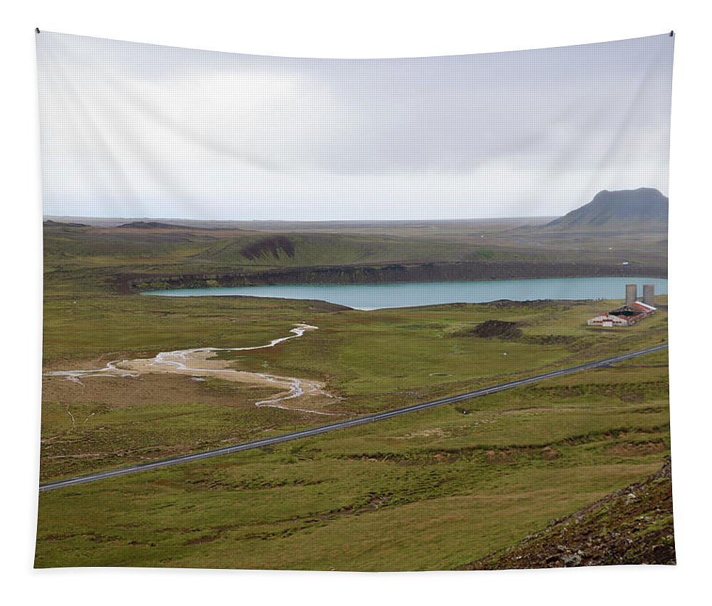 Iceland Tapestry featuring the photograph Graenavatn lake from Seltun geothermal area by RicardMN Photography