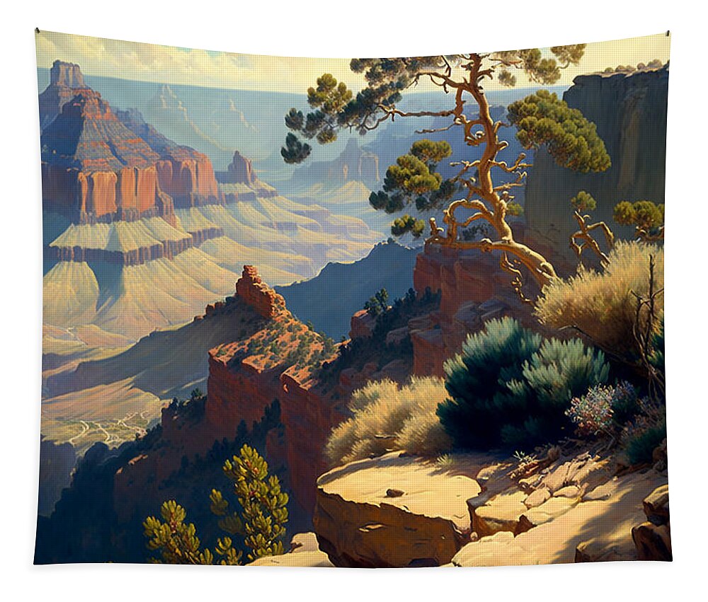National Park Tapestry featuring the digital art Grand Canyon by Kai Saarto