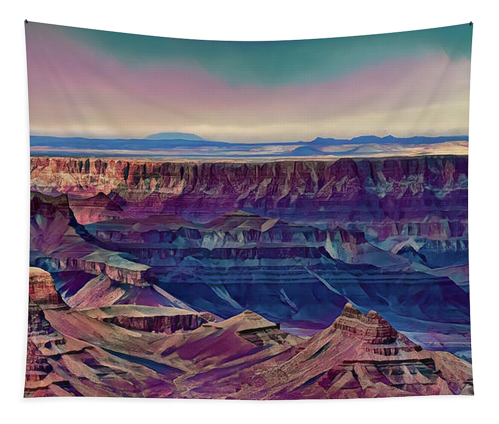 Grand Canyon Tapestry featuring the digital art Grand Canyon Paintography by Chuck Kuhn
