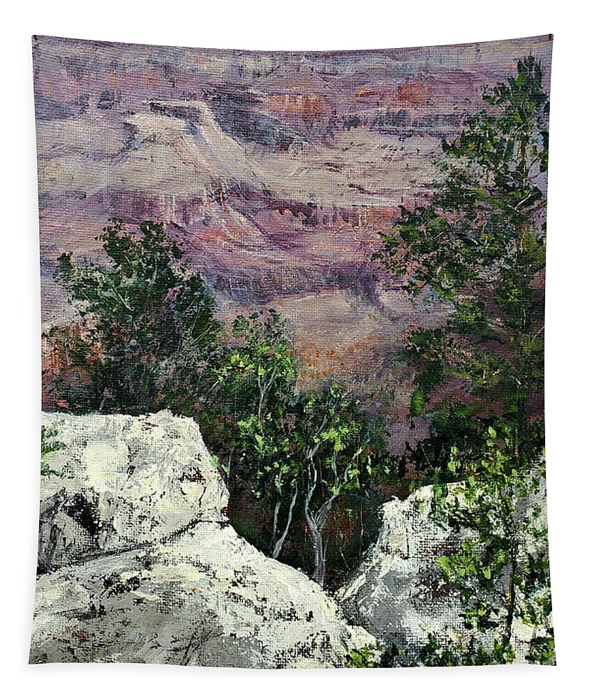 Grand Canyon Tapestry featuring the painting Grand Canyon by Zan Savage