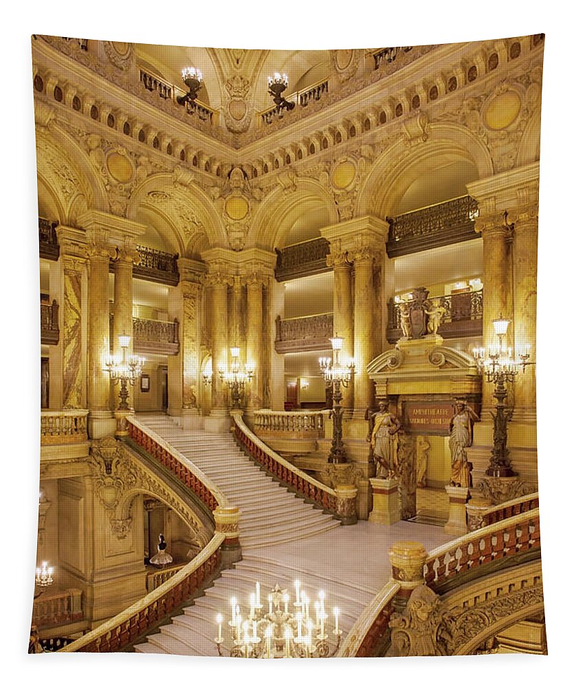 Palais Garnier Tapestry featuring the photograph Grand Staircase Palais Garnier by Brian Jannsen