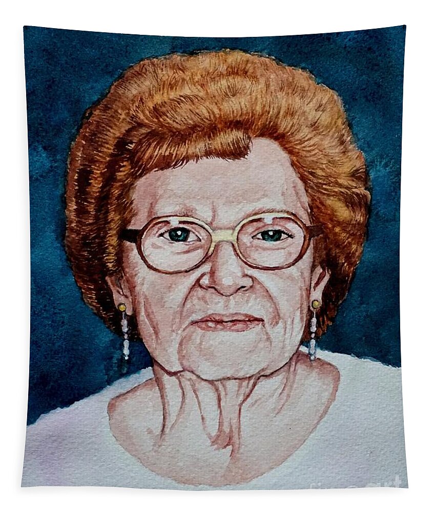 Simon Tapestry featuring the painting Grandma Simon by Christopher Shellhammer