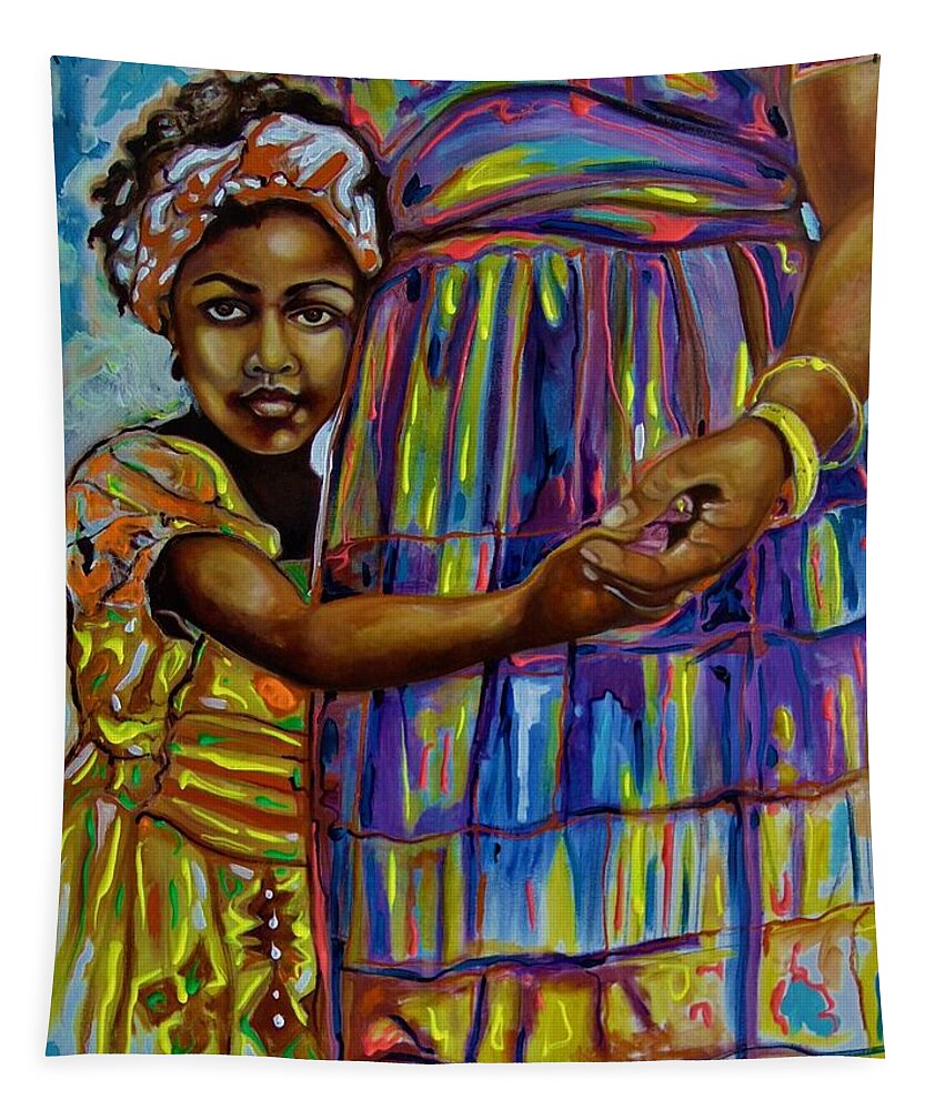 African American Art Tapestry featuring the painting Grandmom Girl by Emery Franklin