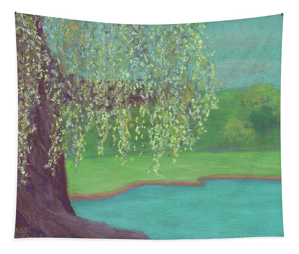 Willow Tree Tapestry featuring the pastel Grandmother Willow by Anne Katzeff