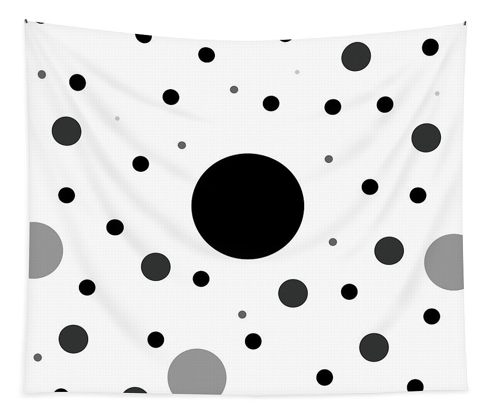 Black Tapestry featuring the digital art Graphic Grayscale Polka Dots by Amelia Pearn
