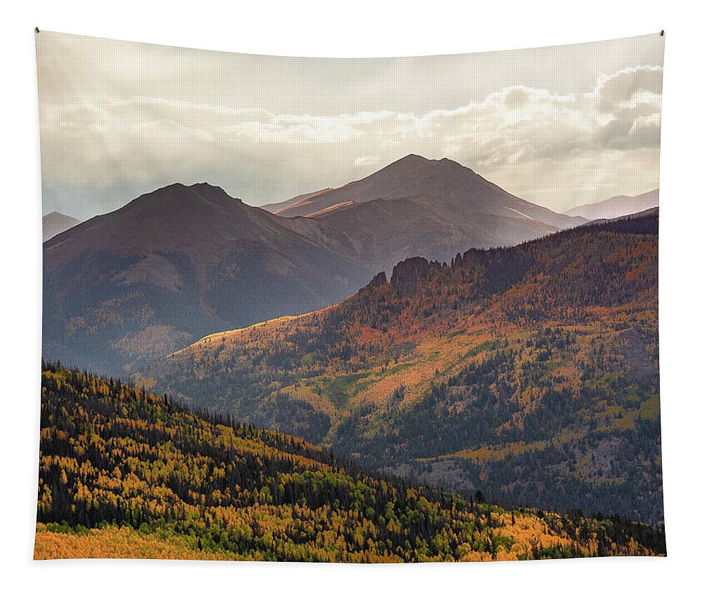 Colorado Tapestry featuring the photograph Grassy Mountain and Red - San Juan Mountains by Aaron Spong