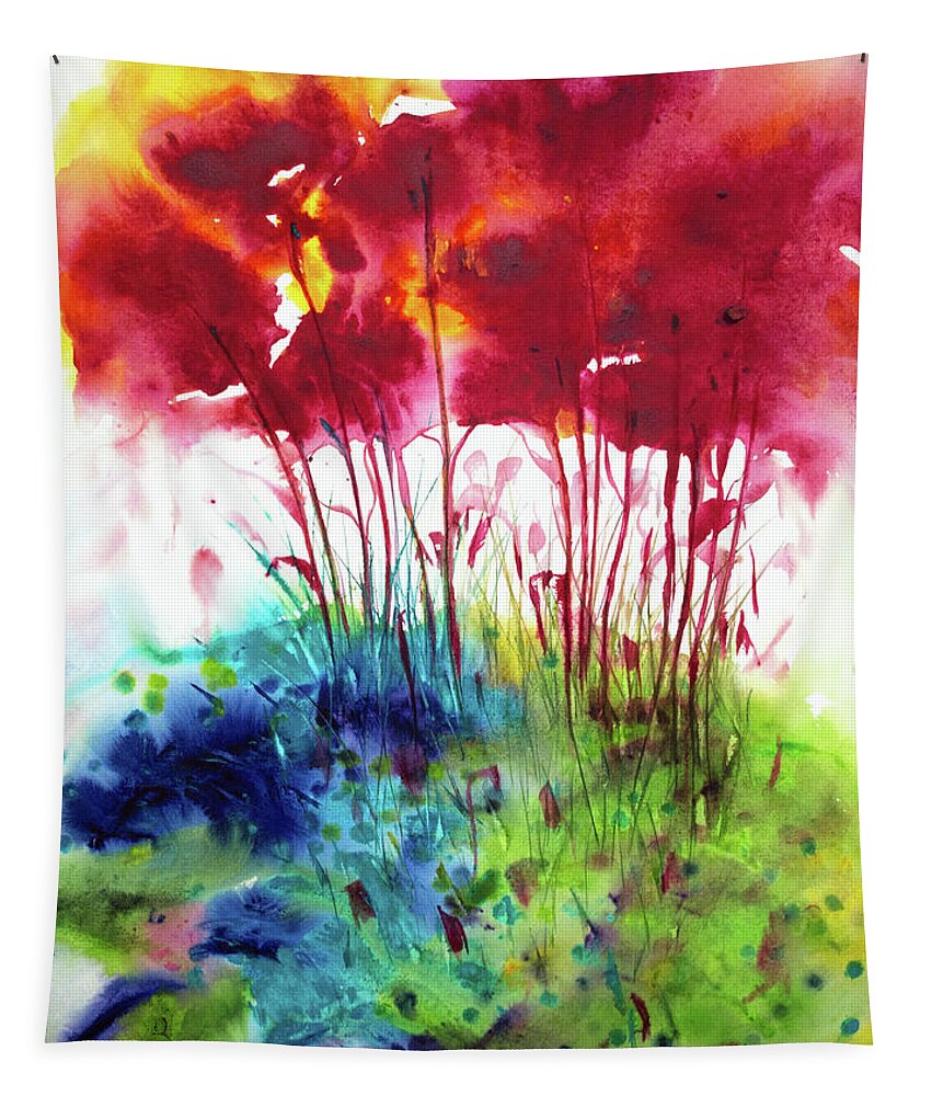 Watercolour Tapestry featuring the painting Gravity Pulls On a Little More by Petra Rau