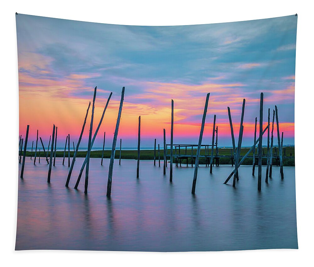 New Jersey Tapestry featuring the photograph Great Bay Vivid Sunset by Kristia Adams