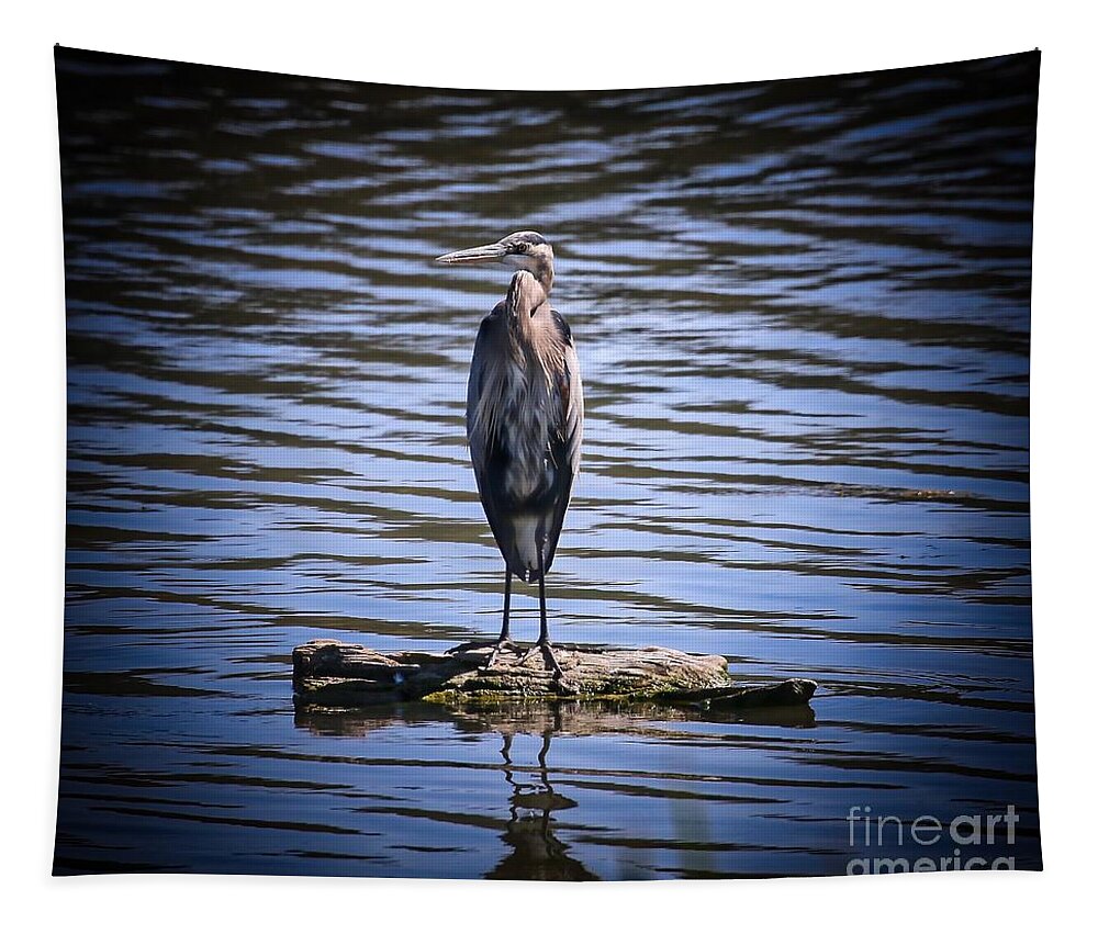 Heron Tapestry featuring the photograph Great Blue Heron by Veronica Batterson