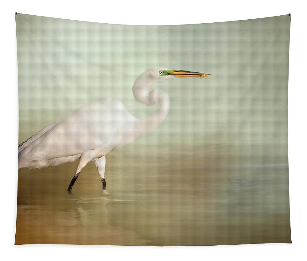 Animal Tapestry featuring the photograph Great White Egret by Lana Trussell