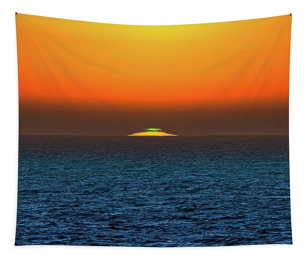 Sunset Tapestry featuring the photograph Green Flash at Sea I by William Dickman