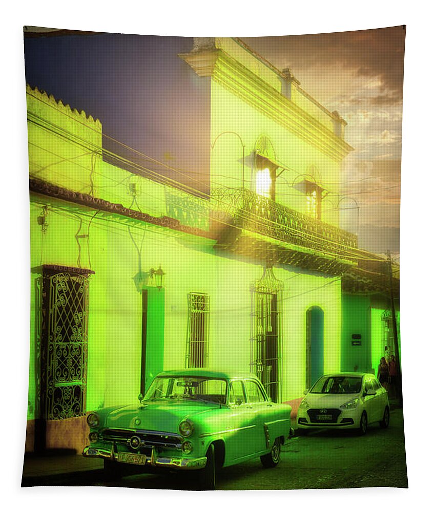 Cuba Tapestry featuring the photograph Green on gold by Micah Offman