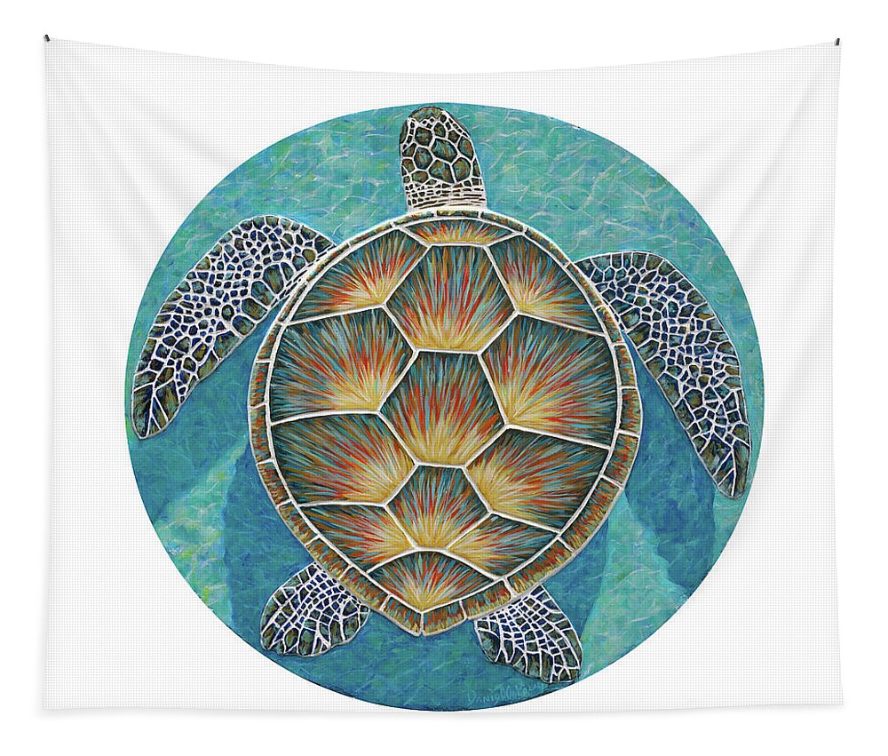 Plaster Of Paris Tapestry featuring the painting Green Turtle Bas Relief by Danielle Perry