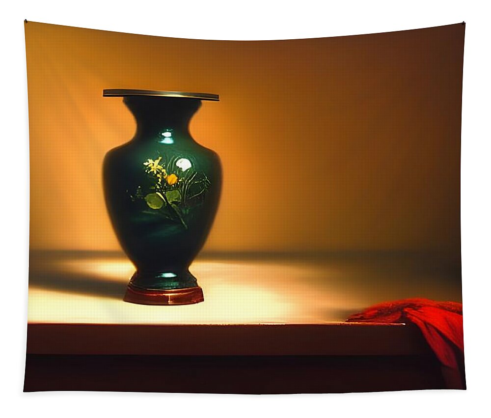 Digital Tapestry featuring the digital art Green Vase by Beverly Read