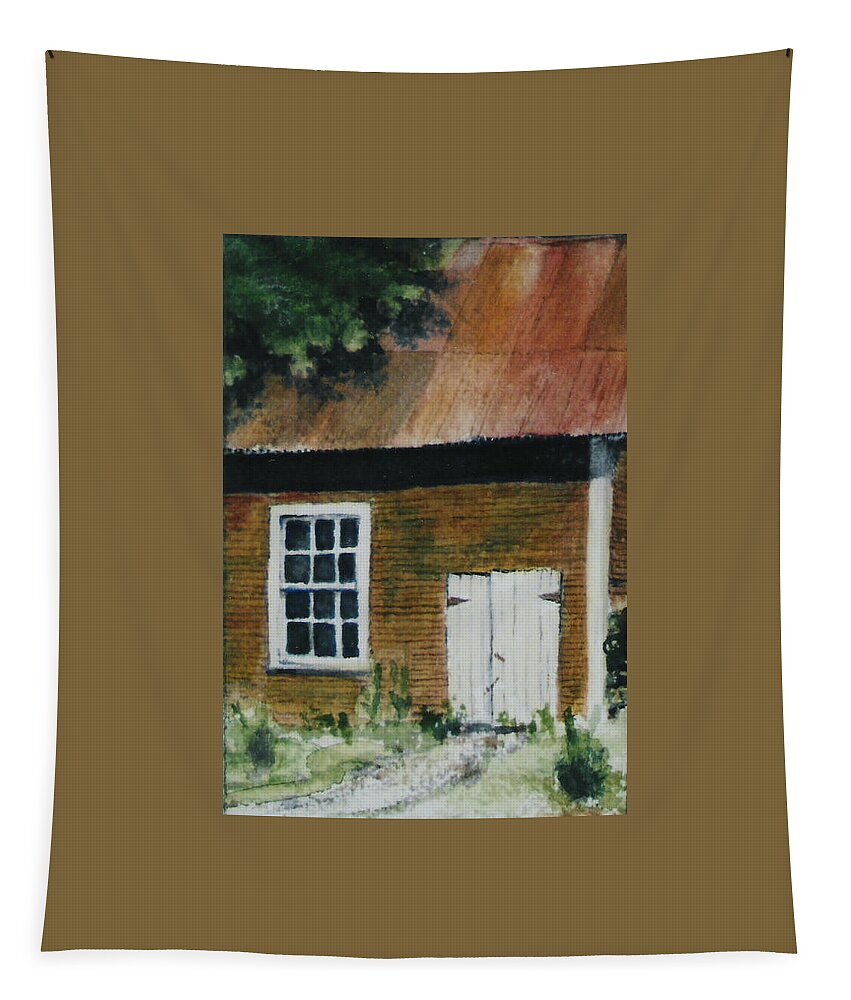 Window Tapestry featuring the painting Grenville Shed by Mary Ellen Mueller Legault