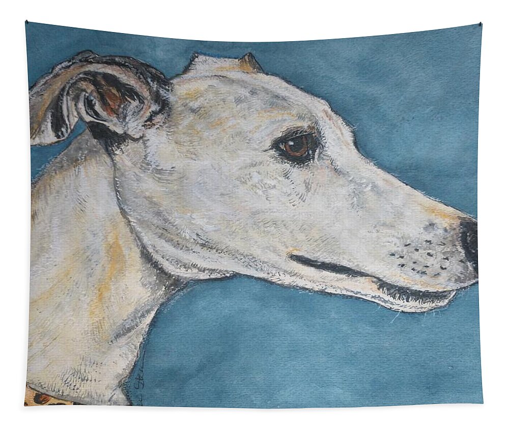 Pet Tapestry featuring the painting Greyhound I by Alison Steiner