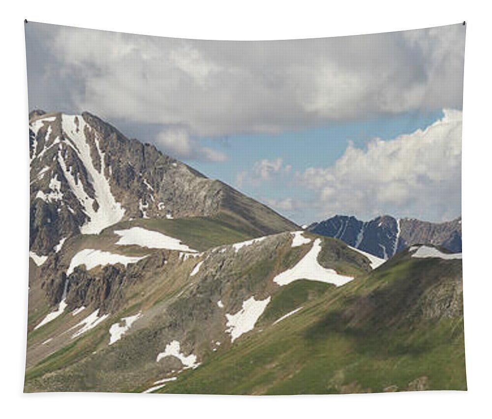 Independence Pass Tapestry featuring the photograph Grizzly and Anderson Peaks Panorama by Aaron Spong