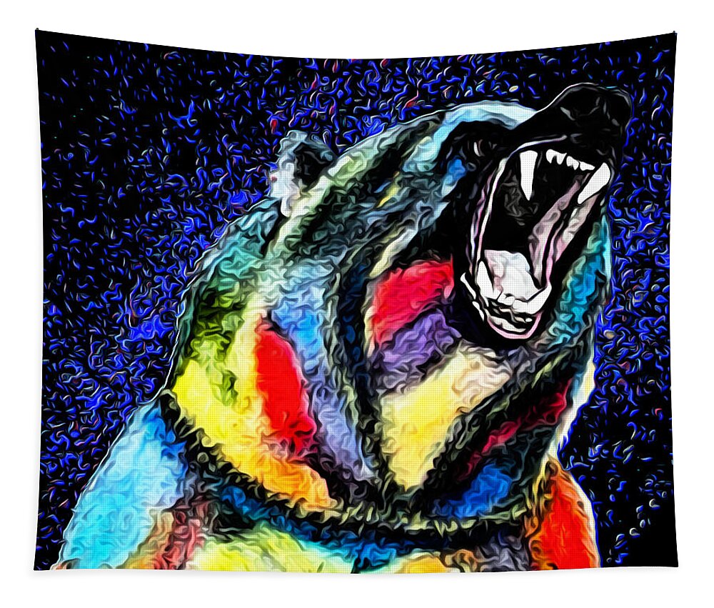 Digital Grizzly Tapestry featuring the digital art Grizzly's Growl by Ronald Mills