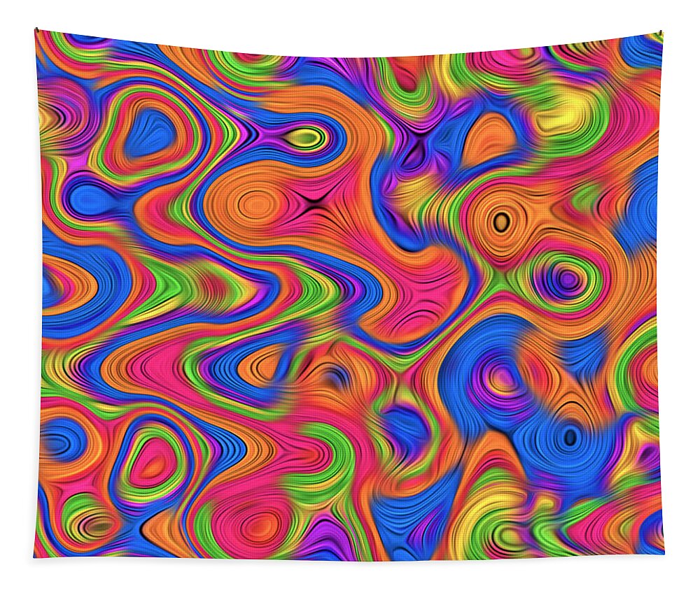 Abstract Tapestry featuring the digital art Groovy Abstract Pattern by Ronald Mills