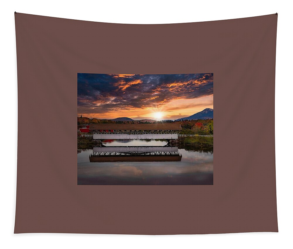 Covered Bridge Tapestry featuring the photograph Groveton Covered Bridge by Carolyn Mickulas