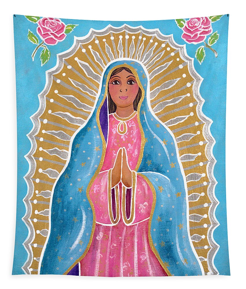 Guadalupe Tapestry featuring the painting Guadalupe of the Light by Candy Mayer