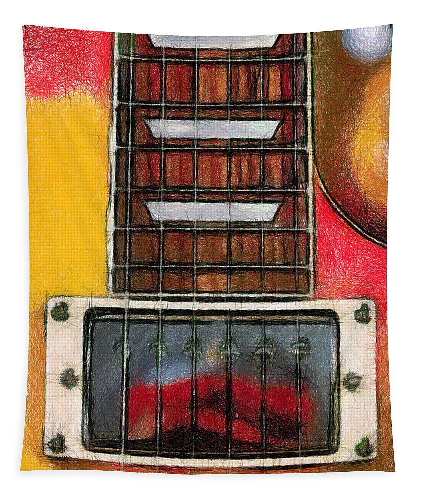Painting Tapestry featuring the mixed media Guitar 2 by Anthony M Davis