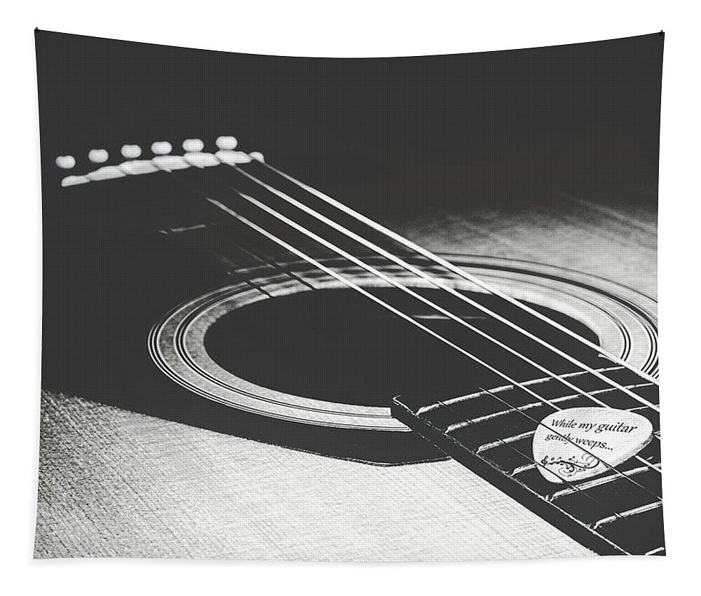 Guitar Tapestry featuring the photograph Guitar and Pick by Tom Mc Nemar