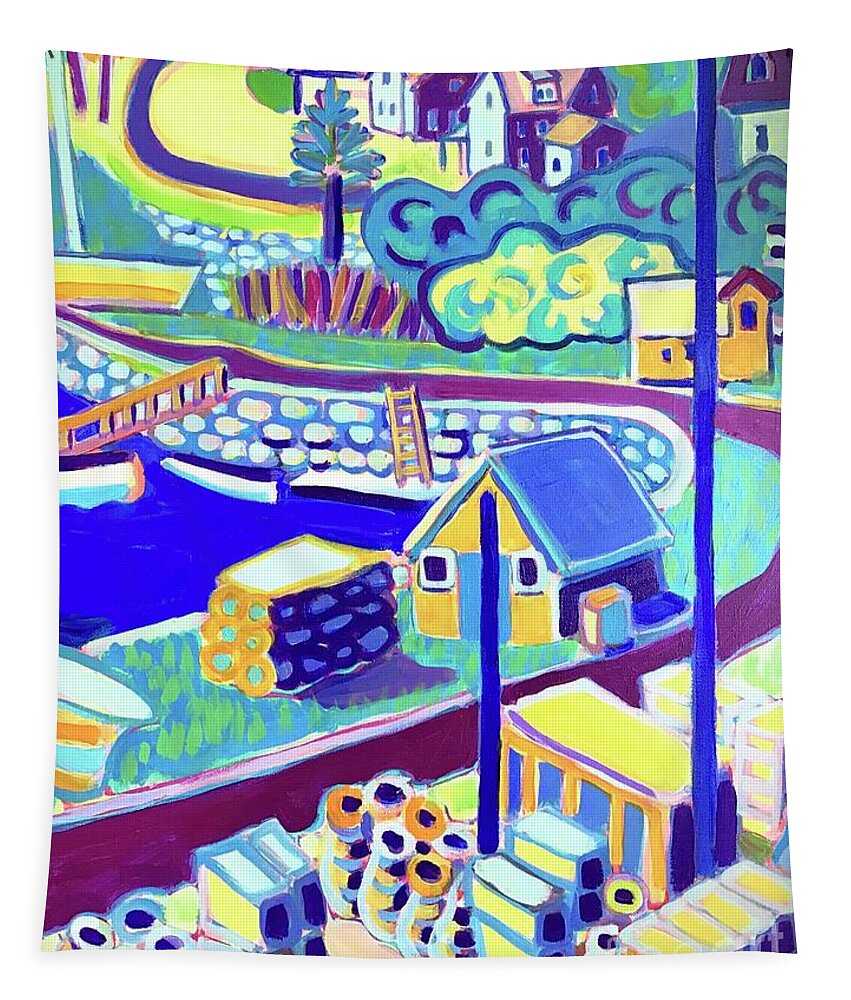 Gull Cove Tapestry featuring the painting Gull Cove, Rockport, MA by Debra Bretton Robinson