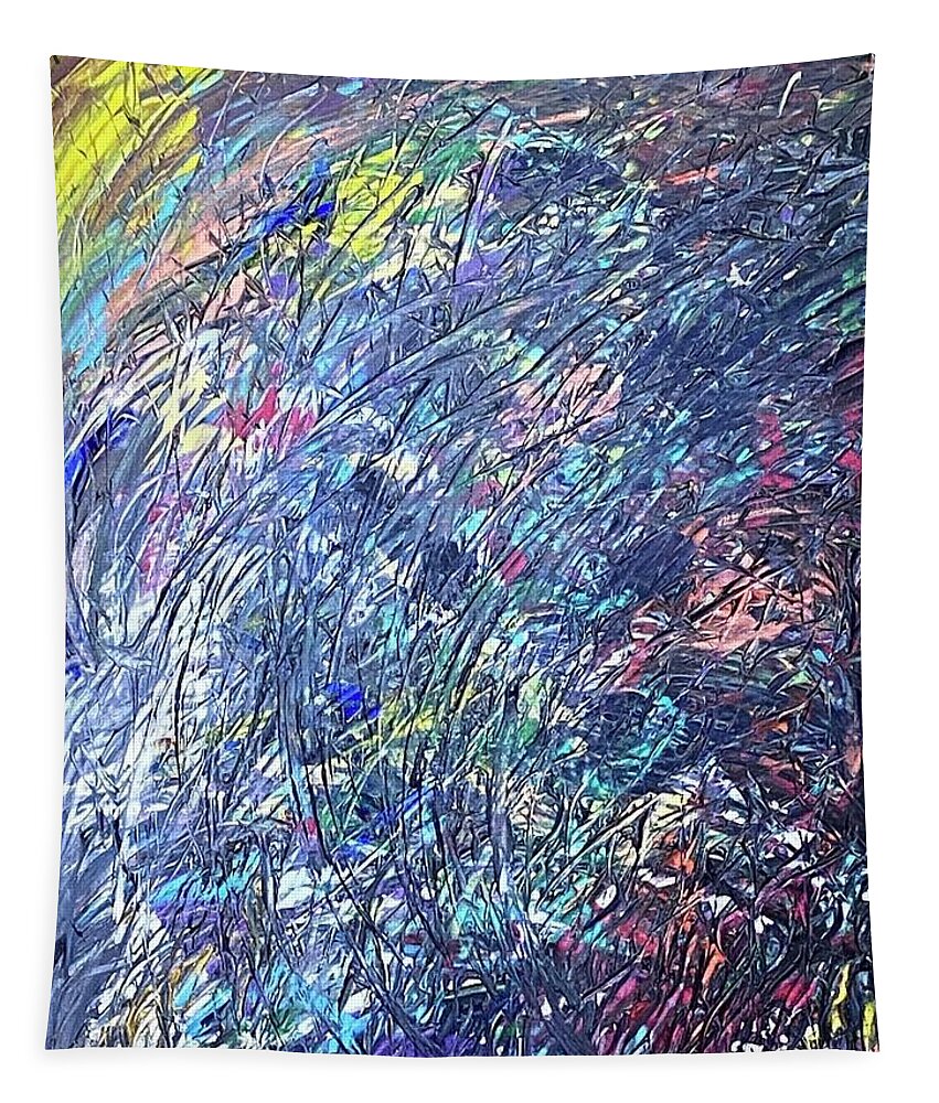 Abstract Tapestry featuring the painting Gushing With Creative Pleasure Flow Codes by Anjel B Hartwell