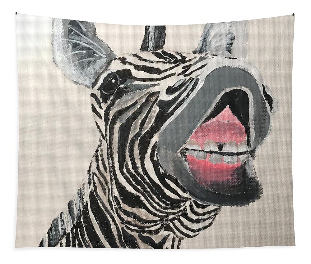 Pets Tapestry featuring the painting Ha Ha Zebra by Kathie Camara