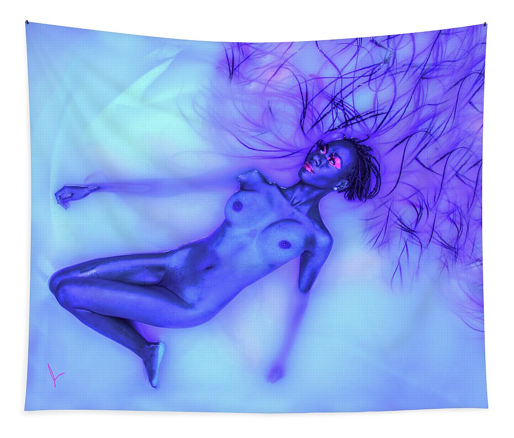 Black Light Tapestry featuring the photograph Hair Floweth by Jose Pagan
