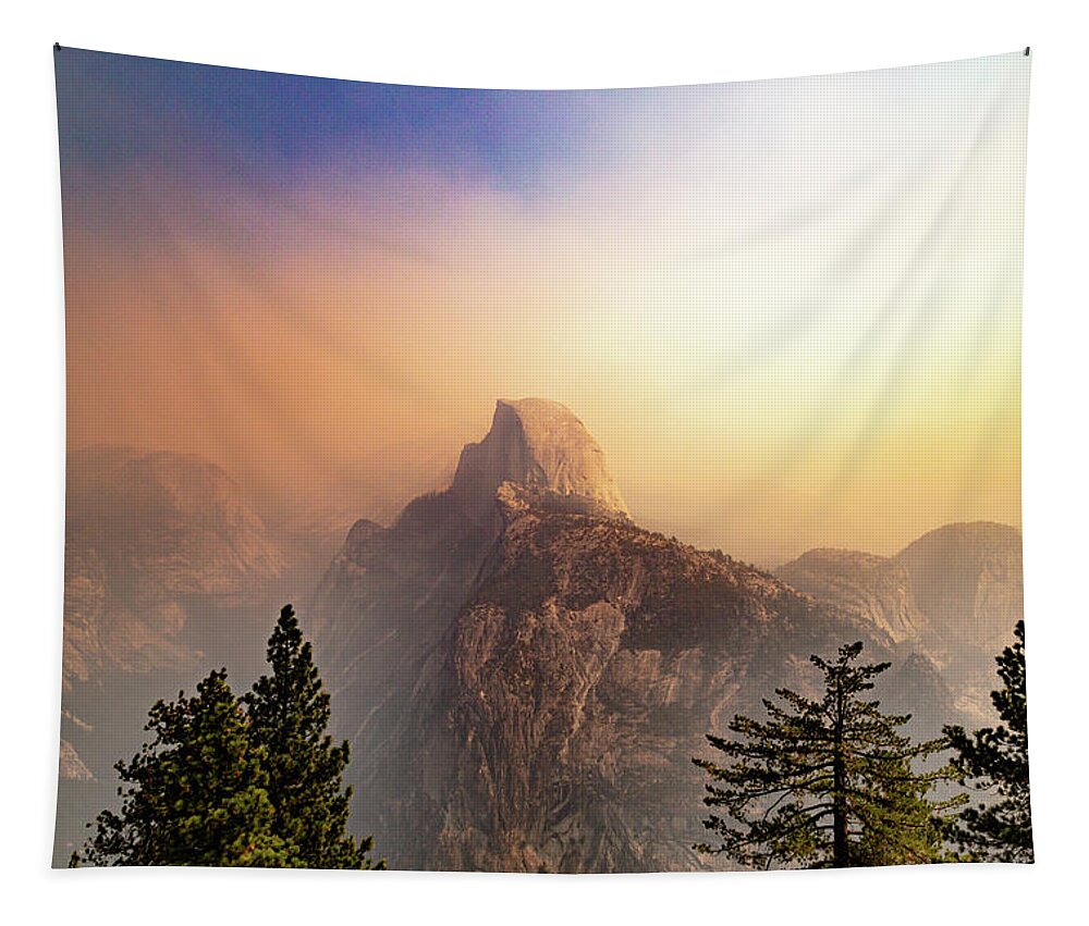 Half Dome Tapestry featuring the photograph Half Dome Among the Fires by Cindy Robinson