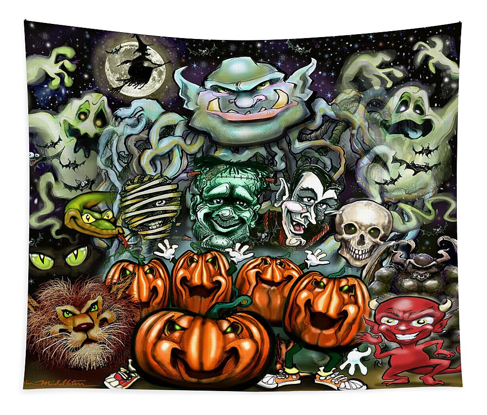 Halloween Tapestry featuring the digital art Halloween Fun Art by Kevin Middleton
