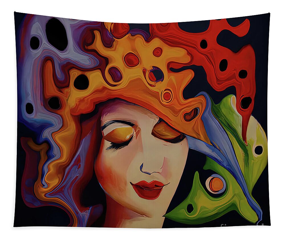 Hat Tapestry featuring the digital art Halo of Happiness by Jolanta Anna Karolska