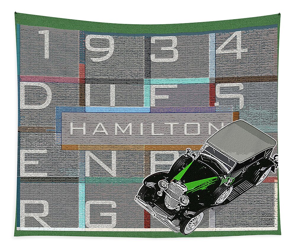 Hamilton Collection Tapestry featuring the digital art Hamilton Collection / 1934 Duesenberg by David Squibb