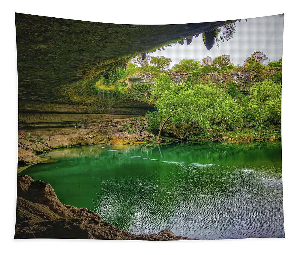 Hamiltonpool Tapestry featuring the photograph Hamilton Pool Cave by Pam Rendall
