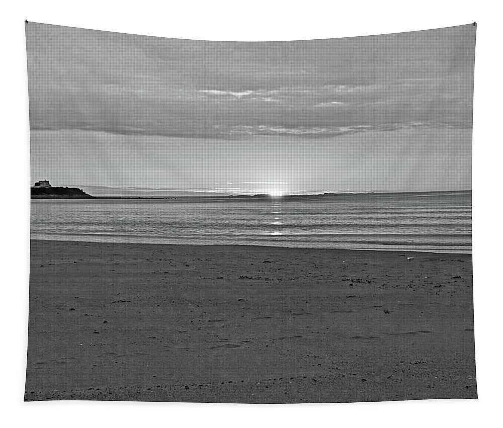 Hampton Tapestry featuring the photograph Hampton Beach Purple Sunrise Hampton New Hampshire NH Black and White by Toby McGuire