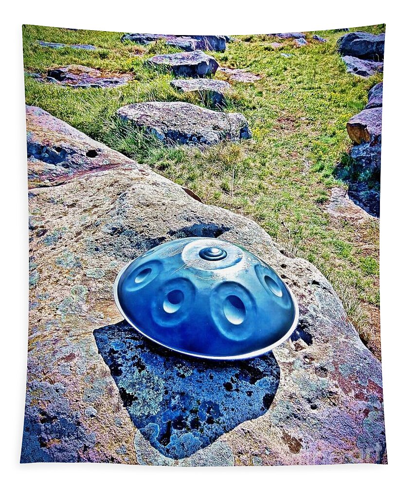 Handpan Tapestry featuring the photograph Handpan on the rock by Alexa Szlavics