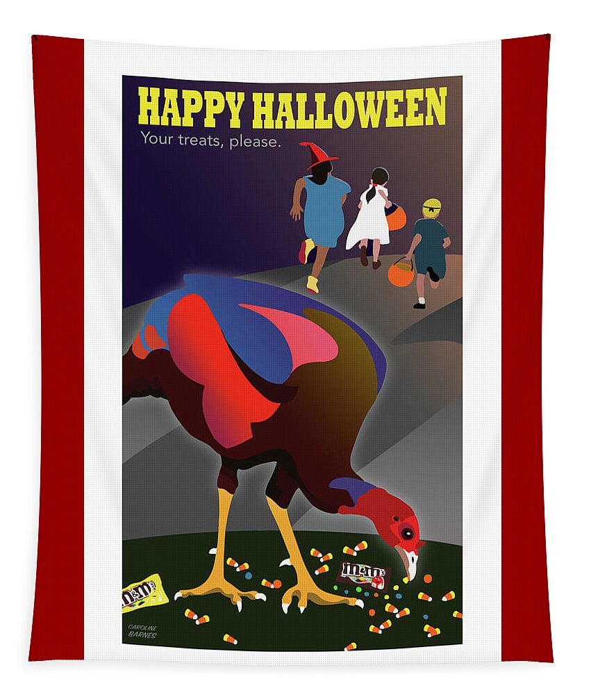 Halloween Tapestry featuring the digital art Happy Halloween by Caroline Barnes