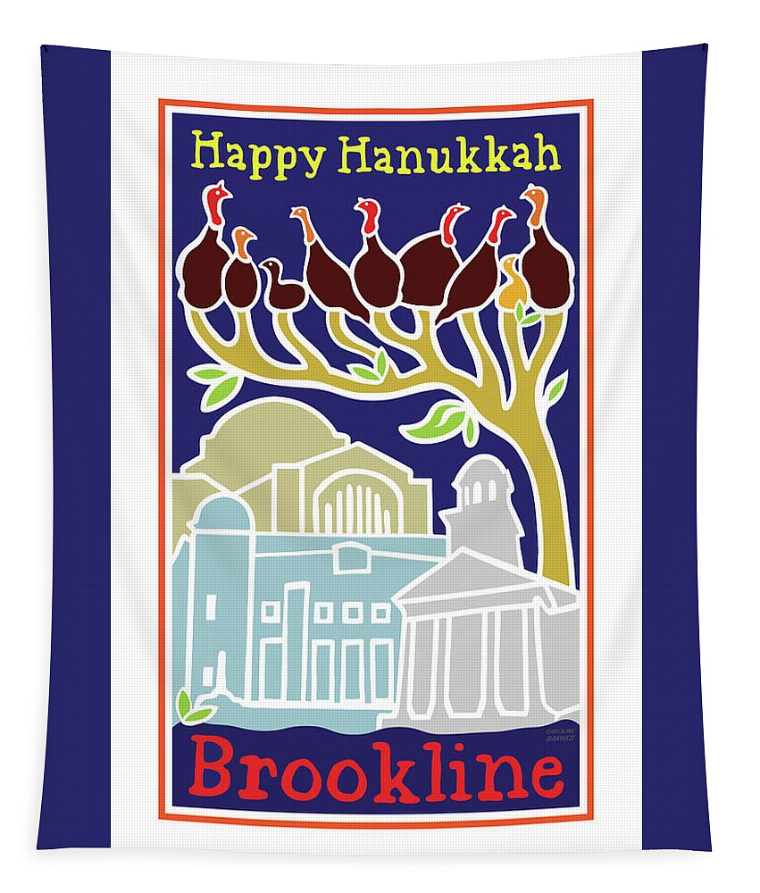 Hanukkah Tapestry featuring the digital art Happy Hanukkah by Caroline Barnes