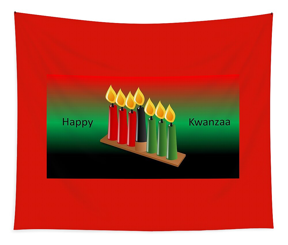 Kwanzaa Tapestry featuring the mixed media Happy Kwanzaa by Nancy Ayanna Wyatt