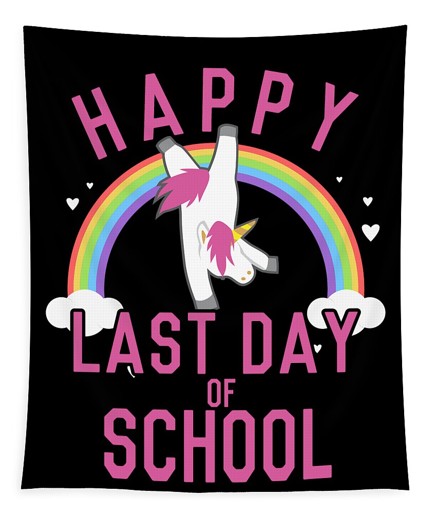 Funny Tapestry featuring the digital art Happy Last Day of School Unicorn Dancing by Flippin Sweet Gear