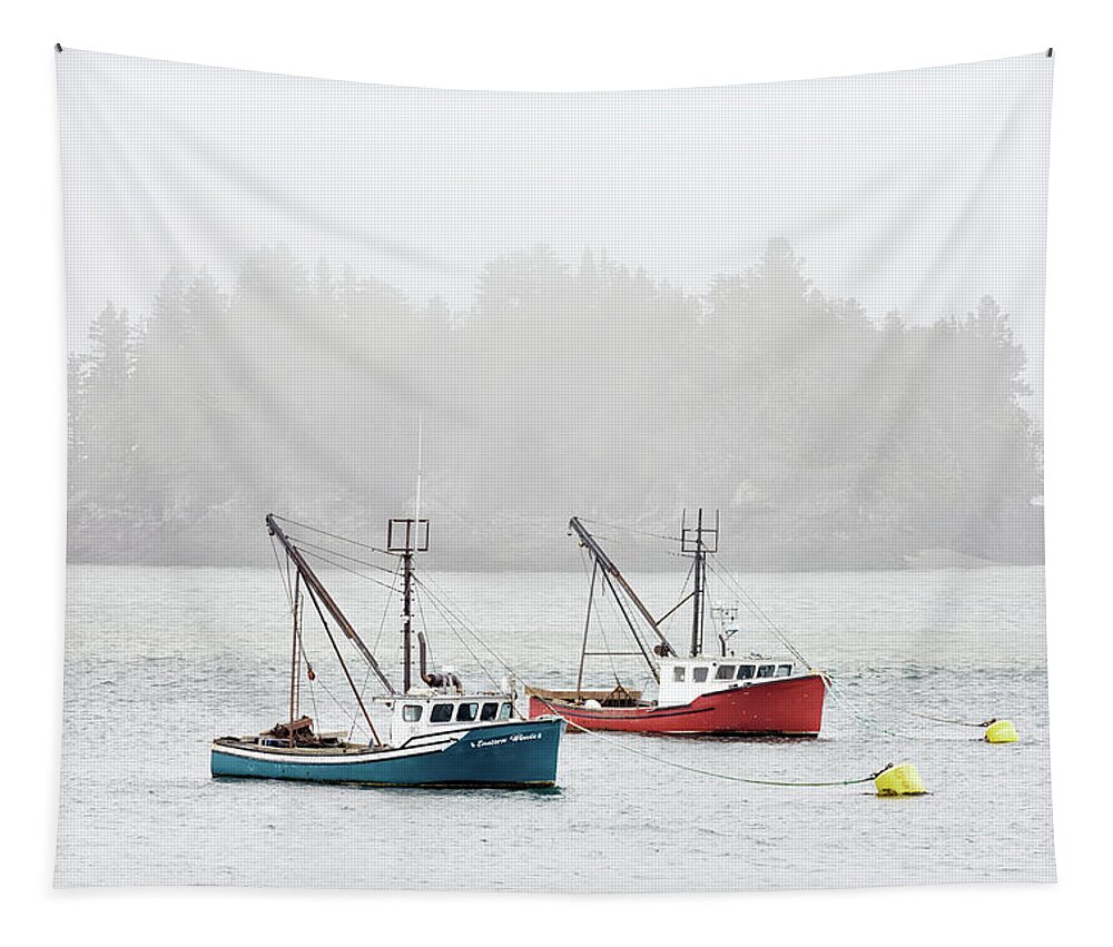 Lubec Tapestry featuring the photograph Harbor in the Mist by Rick Berk