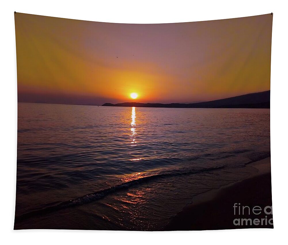 Harmony Tapestry featuring the photograph Harmony of Sunset on The Beach by Leonida Arte