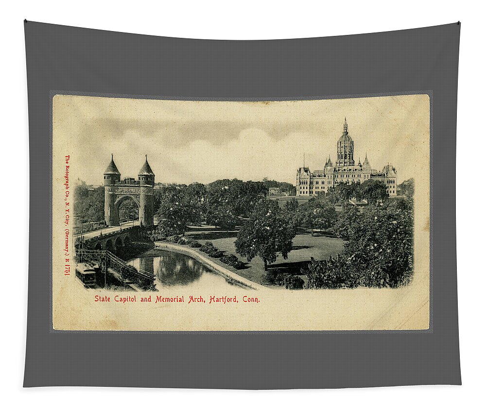 Hartford Tapestry featuring the photograph Hartford Connecticut Antique Postcard. by Phil Cardamone