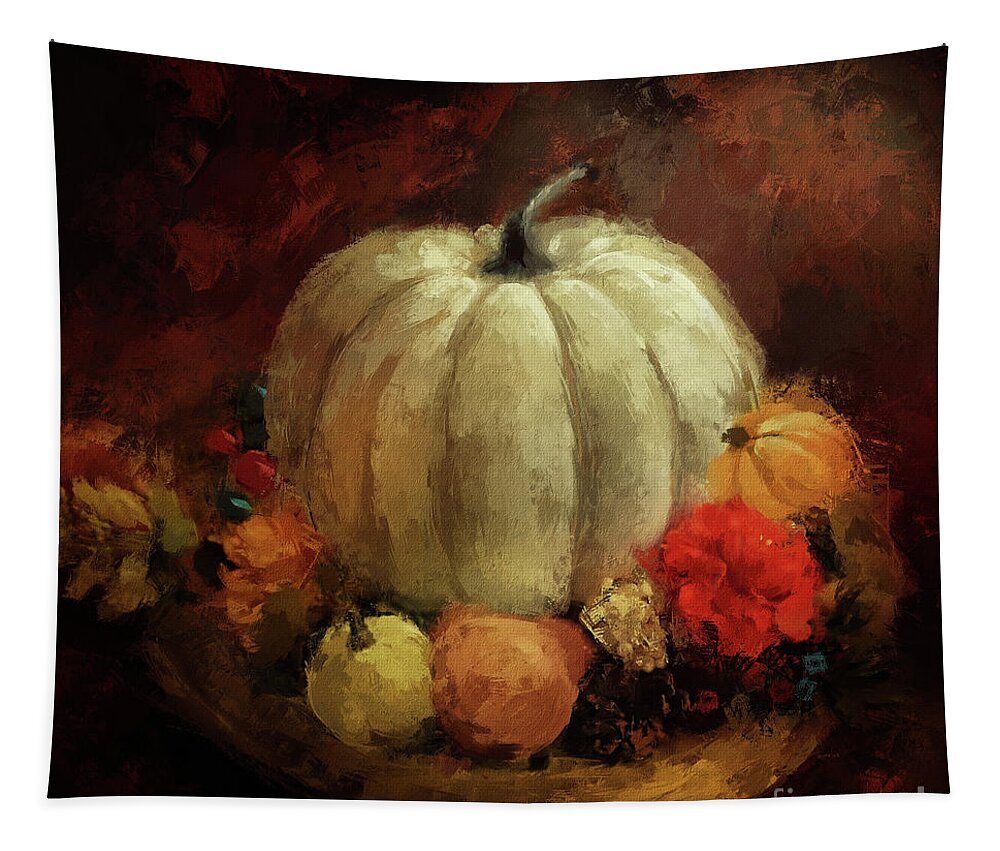 Still Life Tapestry featuring the digital art Harvest Bounty by Lois Bryan