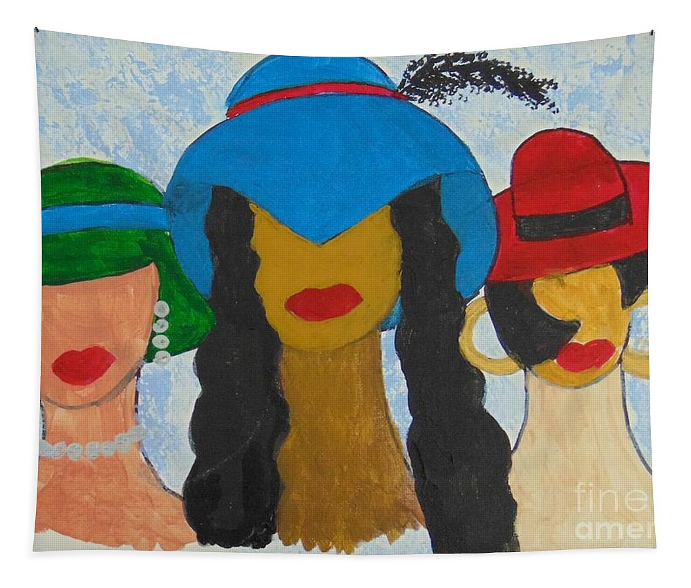 Women Tapestry featuring the painting Hats by Saundra Johnson