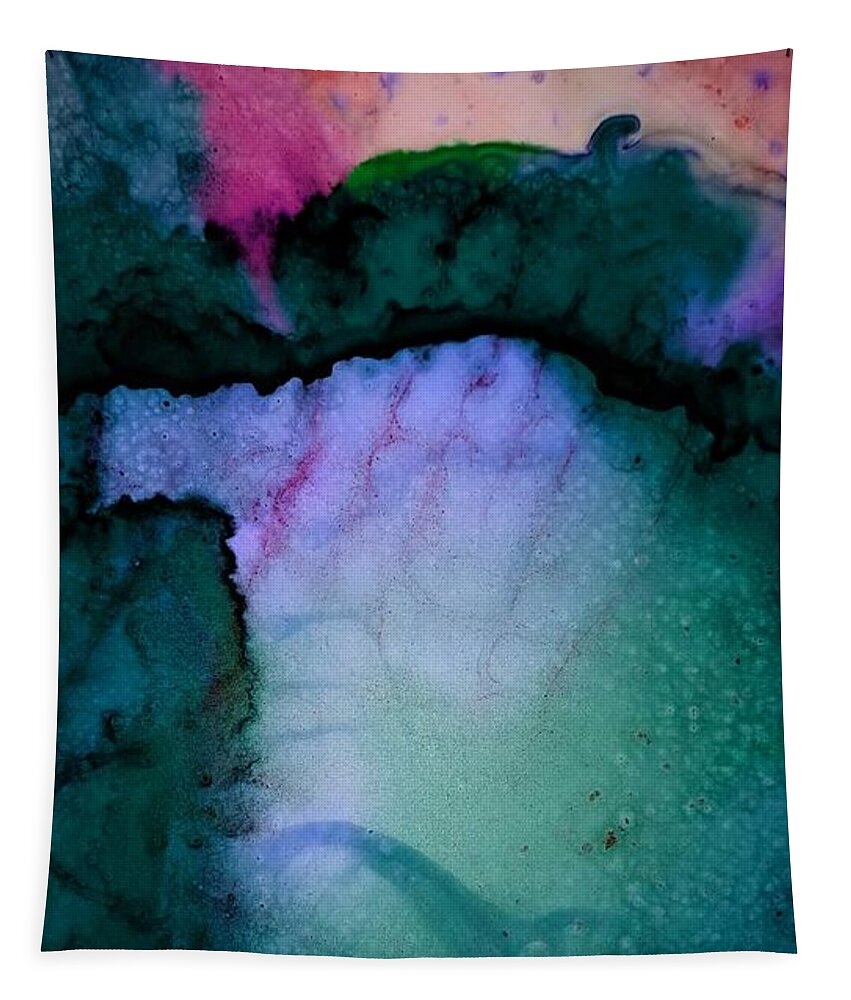 Haunted Forest Abstract Tapestry featuring the painting Haunted Forest No 1 in Alcohol Ink by Expressions By Stephanie