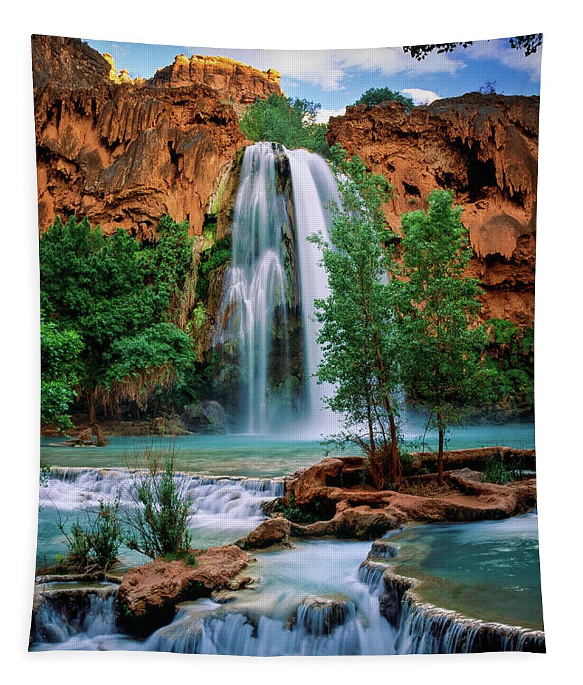 America Tapestry featuring the photograph Havasu Cascades by Inge Johnsson